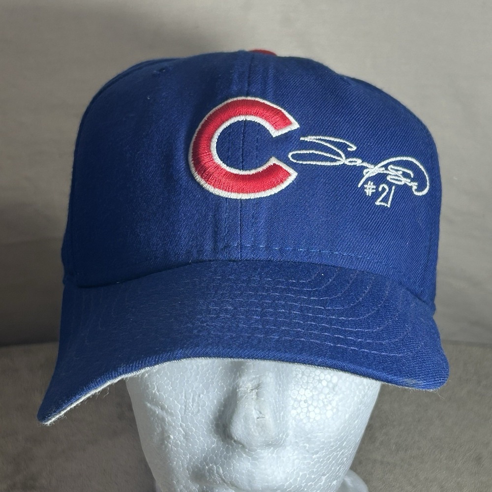 Vintage Chicago Cubs Derrek Lee #25 New Era Snapback Hat Blue MLB Cap M/L USA
